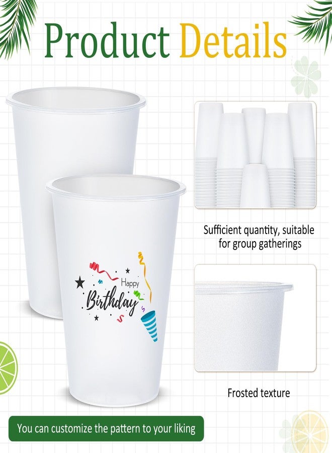 Jingmore 100 Pcs 12 oz Clear Frosted Plastic Cups Bulk for Wedding Stadium Blank Plastic Drinking Frosted Cups Disposable Party Tumblers for Wedding Painting Stadium Events Marketing (White) - Image 3