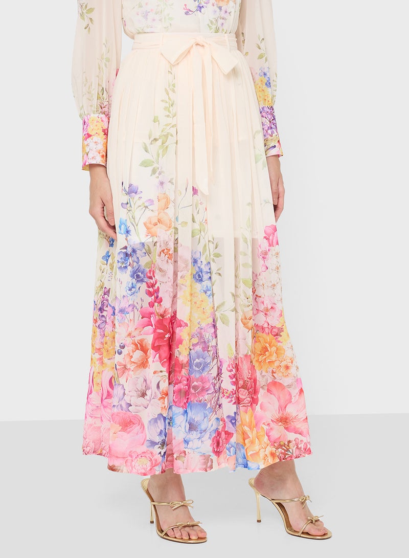 خزانة طقم بلوزة وتنورة بطبعة زهور - Image 4