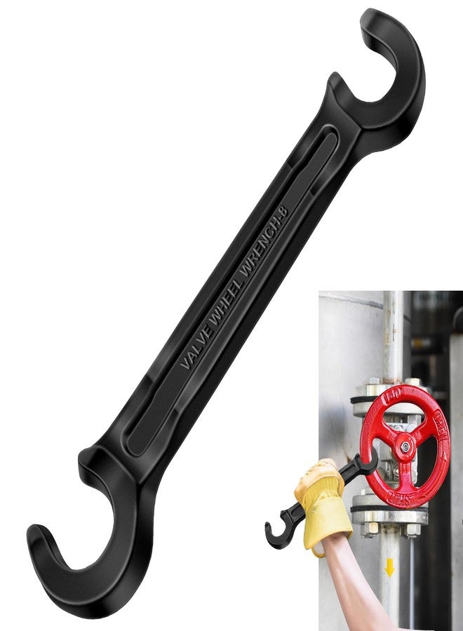 Leriton Double Ended Valve Wheel Wrench Cast Steel Hand Valve Wheels Wrench 8" Opening Closing Tool Protect Handwheels from Damage Wheel Wrench for Fire Riser Drain(1/2" and 21/32") - Image 1