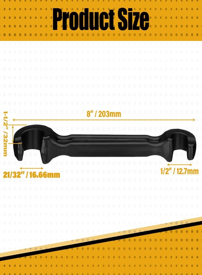 Leriton Double Ended Valve Wheel Wrench Cast Steel Hand Valve Wheels Wrench 8" Opening Closing Tool Protect Handwheels from Damage Wheel Wrench for Fire Riser Drain(1/2" and 21/32") - Image 2