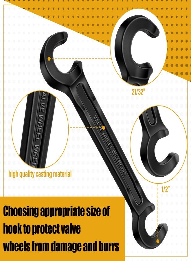 Leriton Double Ended Valve Wheel Wrench Cast Steel Hand Valve Wheels Wrench 8" Opening Closing Tool Protect Handwheels from Damage Wheel Wrench for Fire Riser Drain(1/2" and 21/32") - Image 4
