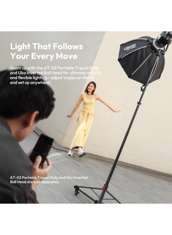 ULANZI AT-05 2M Heavy Duty Foldable Light Stand, 6.56ft Extendable Tripod for Strobe Lights, Webcams, Cameras & Softboxes, Bearable Load up to 5kg - Image 4
