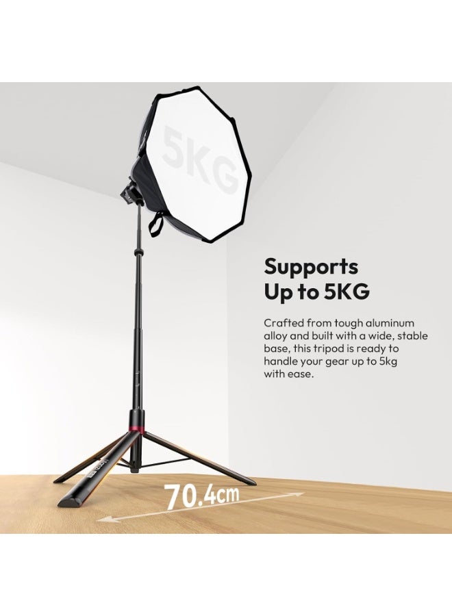ULANZI AT-05 2M Heavy Duty Foldable Light Stand, 6.56ft Extendable Tripod for Strobe Lights, Webcams, Cameras & Softboxes, Bearable Load up to 5kg - Image 3