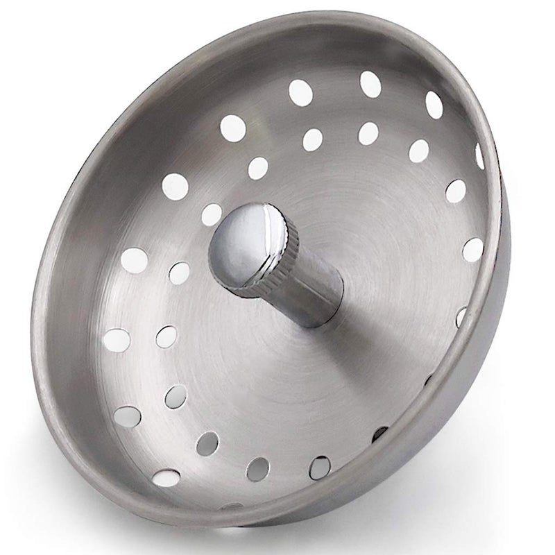 GZILA 2 PCS Kitchen Sink Drain Strainer Replacement for 312 Inch Standard Drain Basket Rubber Stopper 304 Stainless Steel Brushed Nickel Metal Knob