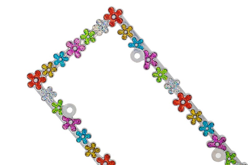 Creathome 3D Shining Daisy Wrenth License Plate Frame from Pure Zinc Alloy Metal Perfect Plate Holder, Chrome with Colorful Glitter - Image 5
