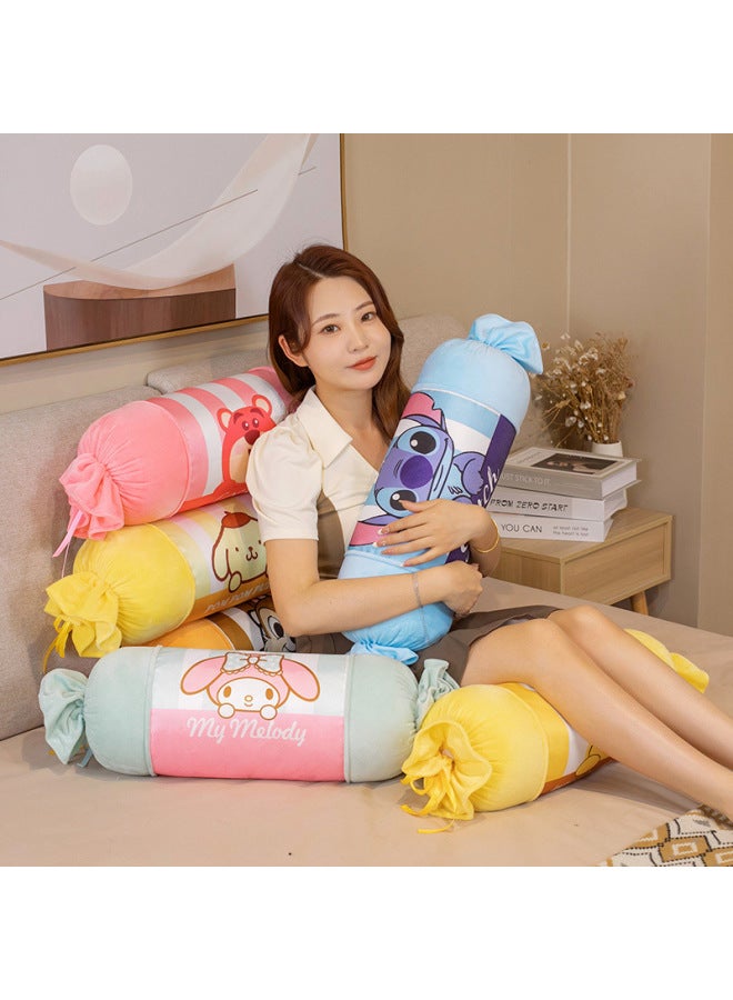 Cartoon Summer Cool Ice Silk Candy Cylindrical Pillow Sleeping Side Sleeping Clip Leg Long Pillow Children's Day Removable And Washable-Specifications:68CM 0.58-Color:Yellow Dog Pillow - Image 2
