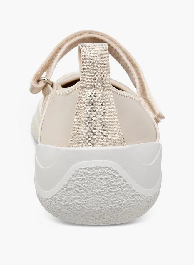 Le Confort BEIGE Women Laser Cut Hook & Loop Mary Jane Shoes for Women | Best Price UAE