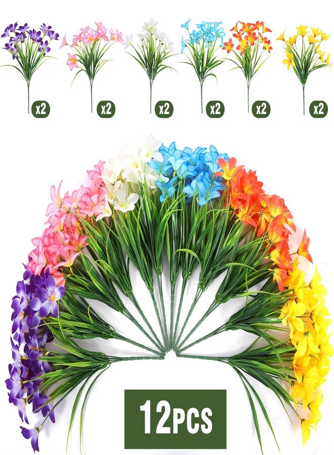 مجموعة أنكي من 12 قطعة من الزهور الاصطناعية الخارجية، زنبق بلاستيكي مقاوم للأشعة فوق البنفسجية، مناسبة لتزيين الحدائق الداخلية والخارجية، الشرفات، النوافذ، المزهريات، أواني الزهور، أو حتى مداخل حفلات الزفاف. - Image 5