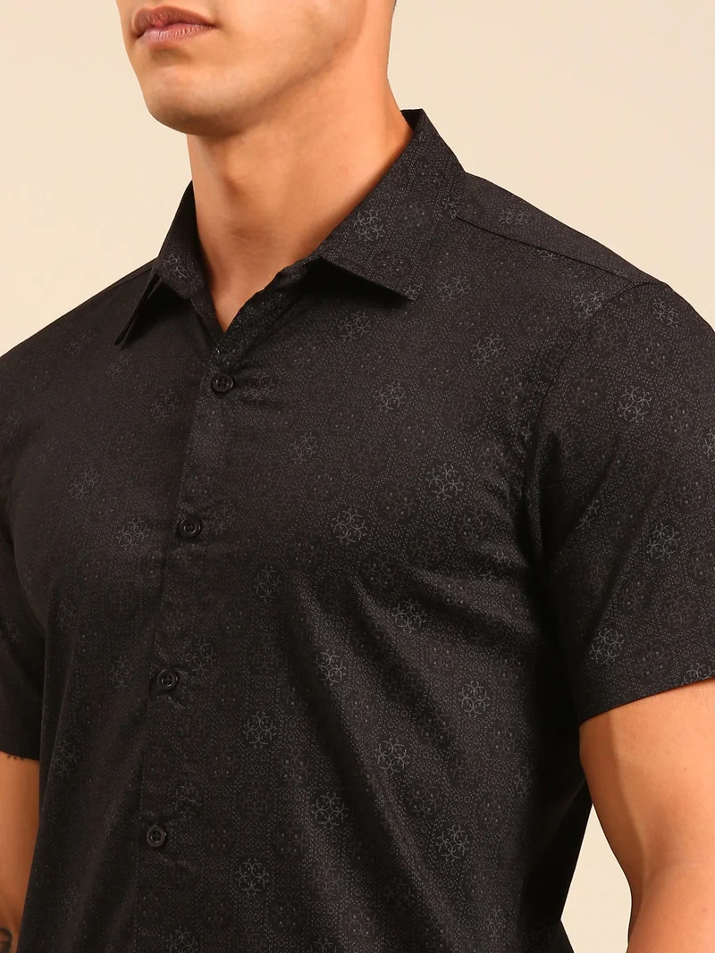 Joven  Black Printed Cotton Shirt for Men for Men | Best Price UAE