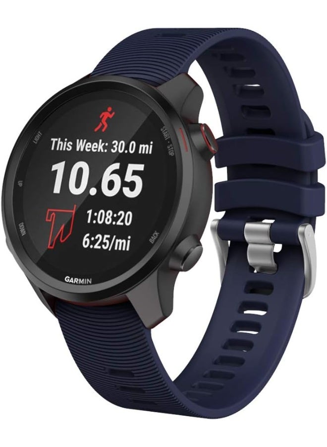 ISABAKE ISABAKE Watch Band for Garmin Forerunner 245 / 245 Music/ Forerunner 645 / 645 Music, Compatible with Garmin Vivoactive 3 / Venu Sq / Vivomove HR, 20mm Soft Silicone Replacement Wristbands (Dark Blue)  - Image 1