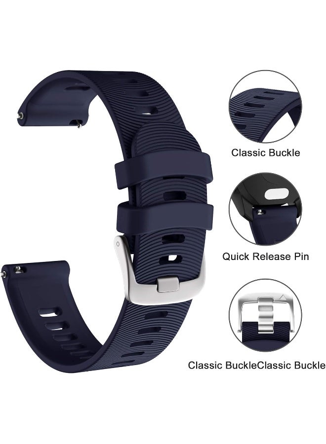 ISABAKE ISABAKE Watch Band for Garmin Forerunner 245 / 245 Music/ Forerunner 645 / 645 Music, Compatible with Garmin Vivoactive 3 / Venu Sq / Vivomove HR, 20mm Soft Silicone Replacement Wristbands (Dark Blue)  - Image 3
