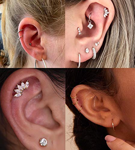Masedy 10Pairs Stainlesss Steel Cartilage Stud Earrings for Women Helix Tragus Couch Hoop Piercing Earrings Set 10S - Image 4