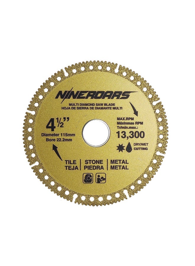 NINEROARS 4 1/2 inch 115mm Multi Material diamond saw blade for cutting tile stone and metal  suit for angle grinder - Image 1