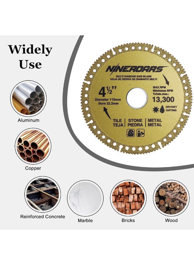 NINEROARS 4 1/2 inch 115mm Multi Material diamond saw blade for cutting tile stone and metal  suit for angle grinder - Image 5