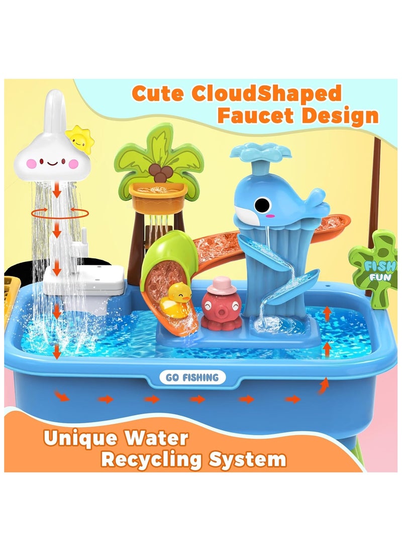 CUNUUDOOL Water Table for Toddlers 1-3 with Electric Water Pump, Sand and Water Table for Kids Ages 4-8 Play Sink with Running Water & Electric Faucet, Role Play Sensory Toys  - Image 2