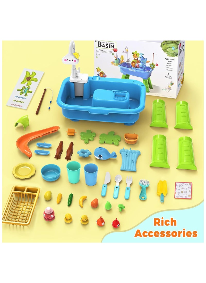 CUNUUDOOL Water Table for Toddlers 1-3 with Electric Water Pump, Sand and Water Table for Kids Ages 4-8 Play Sink with Running Water & Electric Faucet, Role Play Sensory Toys  - Image 3