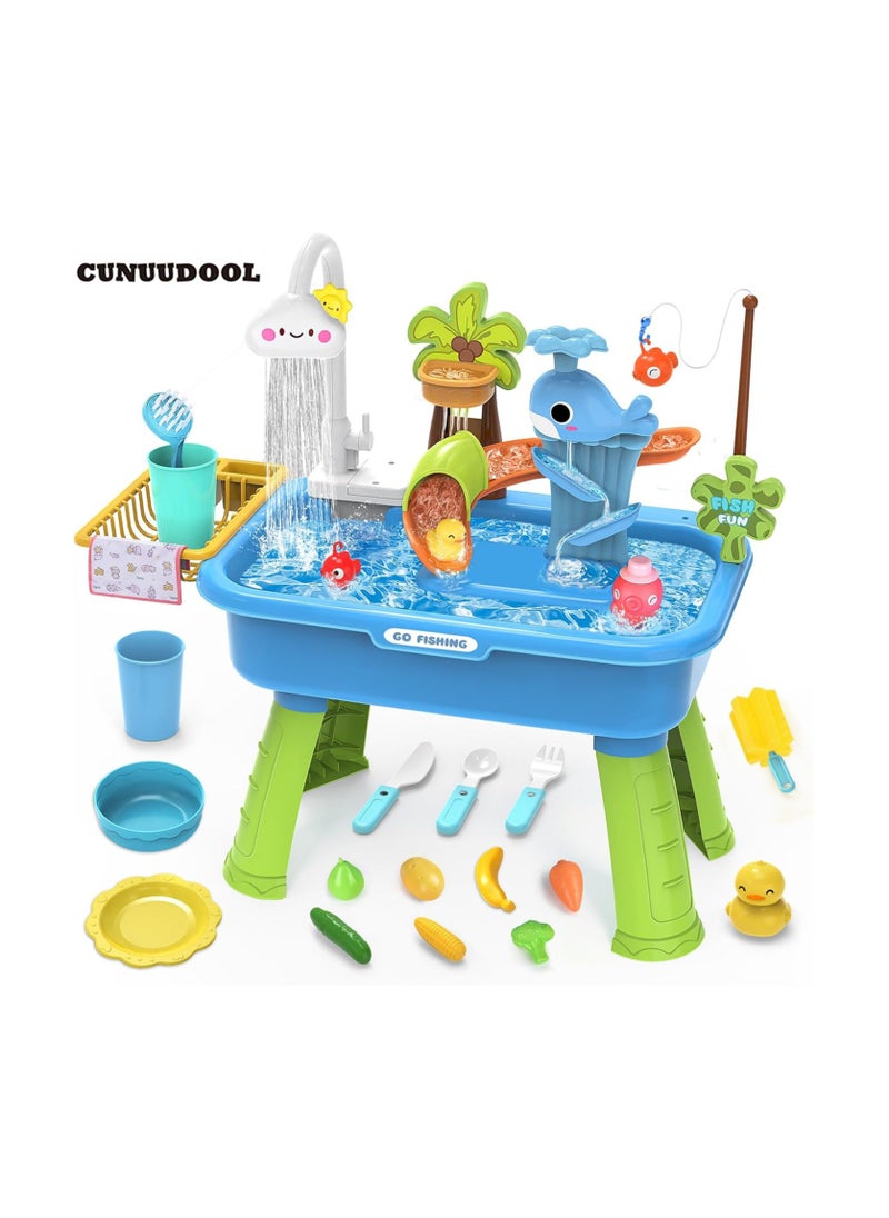 CUNUUDOOL Water Table for Toddlers 1-3 with Electric Water Pump, Sand and Water Table for Kids Ages 4-8 Play Sink with Running Water & Electric Faucet, Role Play Sensory Toys  - Image 1