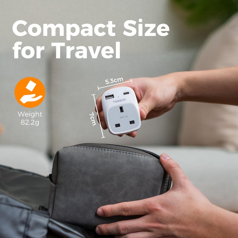 TESSAN UK to South Africa Plug Adapter, Type M Travel Adapter with USB C - Image 5