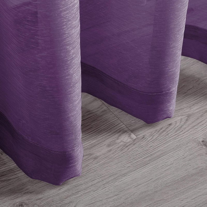 DONREN Deep Purple Curtains 84 Inch Length for Girls Bedroom - Set of 2 Panels Grommet Window Sheer Voile Drapes for Kids Living Room,W 52 x L 84 Inches Long - Image 4