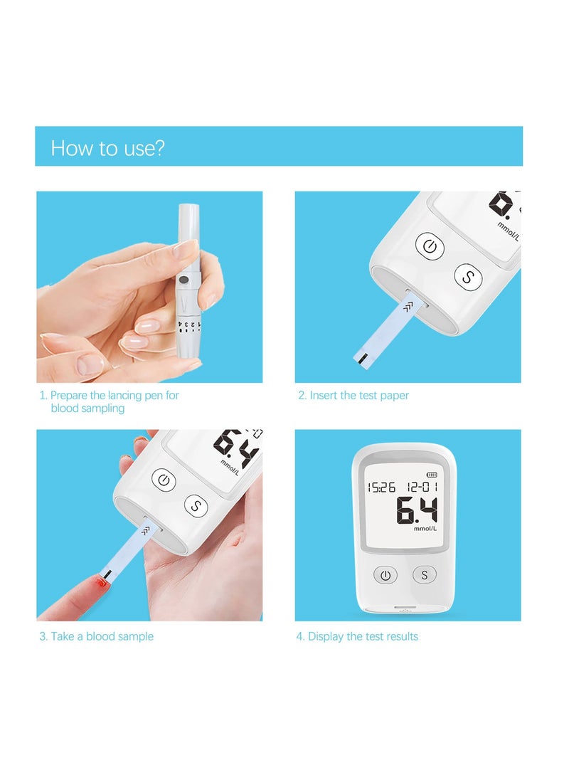 Generic - Blood Glucose Monitoring System, Self-monitoring Blood Sugar Test Kit with 50 Glucometer Strips and 50 Lancets, Diabetes Testing Set, Glucometer Kit for Home - Image 1