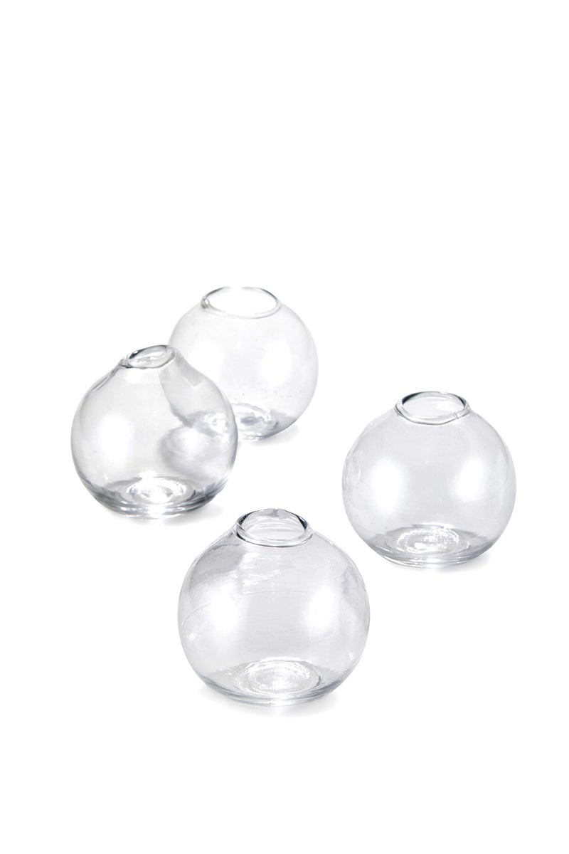 Serene Spaces Living Serene Spaces Living Set of 4 Clear Ball Glass Bud Vase Short Vases for Centerpieces for Home Decor Events Weddings Measures 3 Tall  275 Diameter