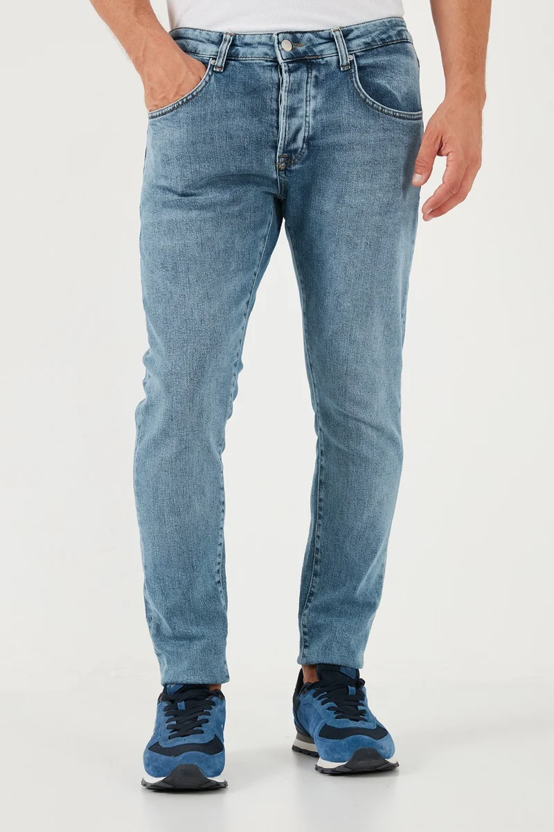 بوراتي Cotton Normal Waist Slim Fit Skinny Leg Jeans Men's Jeans 1115S051NAPOLI