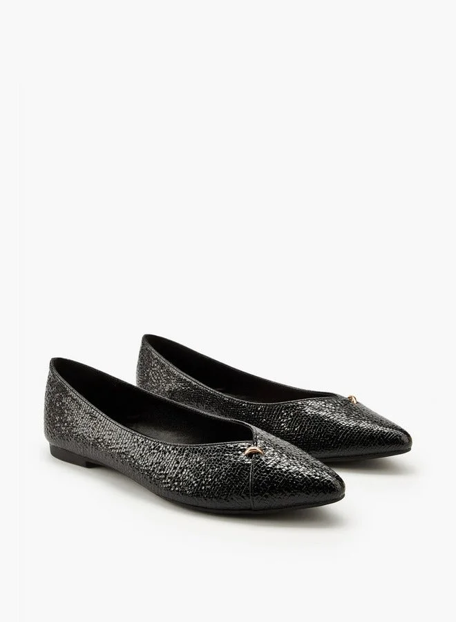 Flora Bella By Shoexpress Textured Slip-On Ballerina Shoes