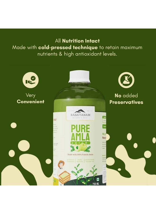 Rasayanam Pure Amla Juice - 750ml (Pack of 2) | Healthy Hair & Skin | Immunity Booster | Vitamin C | Natural & 100% Pure | Made with Cold Pressed Francis Amla - Image 5