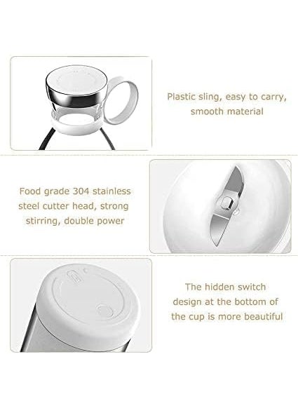 KD ZONE Portable Blender USB Rechargeable Mini Juicer Blender Electric Juicer Bottle Blender Grinder Mixer Blender for Juices Shakes and Smoothies Fruit Juicer Machine 420 ML Multicolour  - Image 5