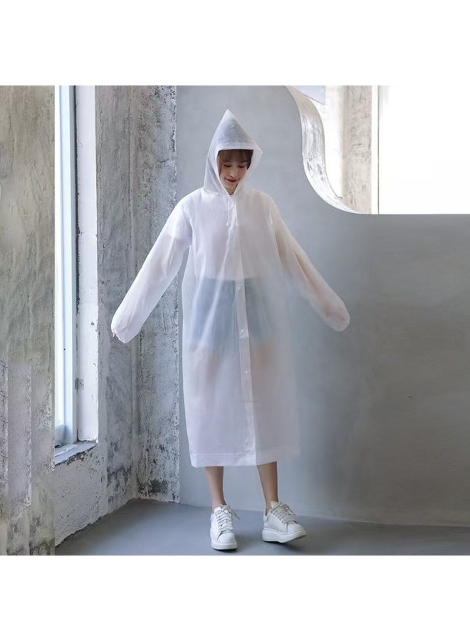 Reusable Adult Rain Poncho with Hood Drawstring, Lightweight Waterproof Raincoat 145LX68CM - Image 1