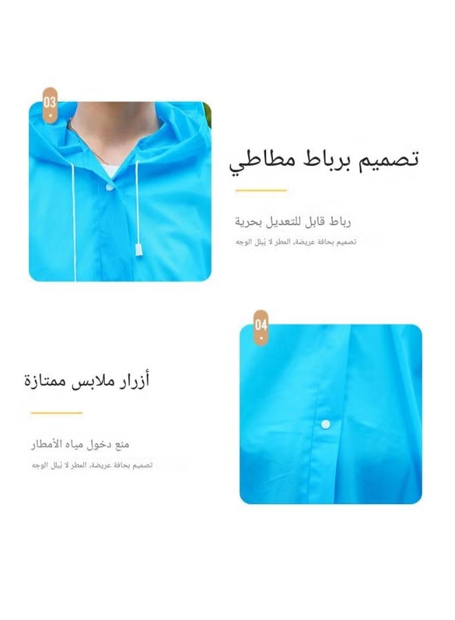 Reusable Adult Rain Poncho with Hood Drawstring, Lightweight Waterproof Raincoat 145LX68CM - Image 5