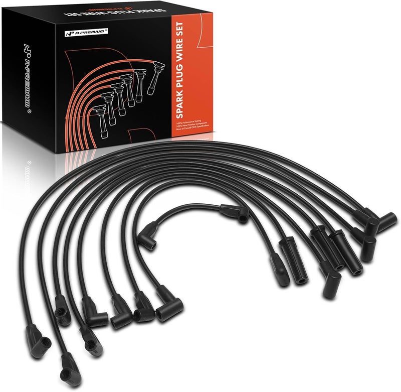A-Premium 9PCS Spark Plug Wire Set for Chevrolet, Buick, Cadillac, Oldsmobile, and Pontiac - Image 1