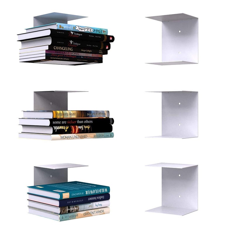 Go Hooked Go Hooked Heavy Duty Metal Wall Mounted Book Shelves for Study Room Living Room and Bedrooms 1 Pc White  - Image 4