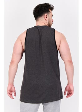 Burnside Men Scoop Neck Sleeveless Plain Tank Top, Heather Charcoal  - Image 3