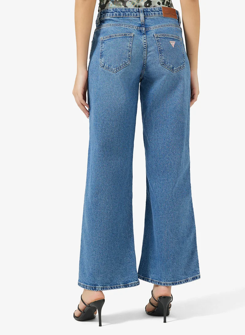 Guess Jeans Ripped Detail Wide Leg Jeans