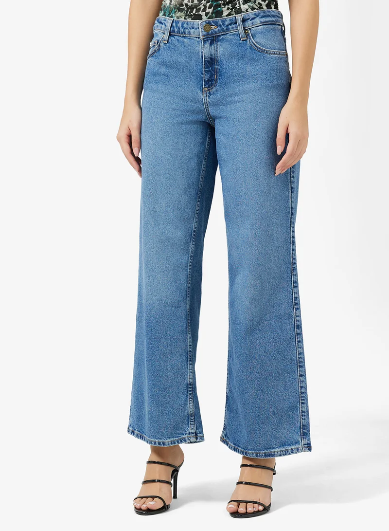 Guess Jeans Ripped Detail Wide Leg Jeans