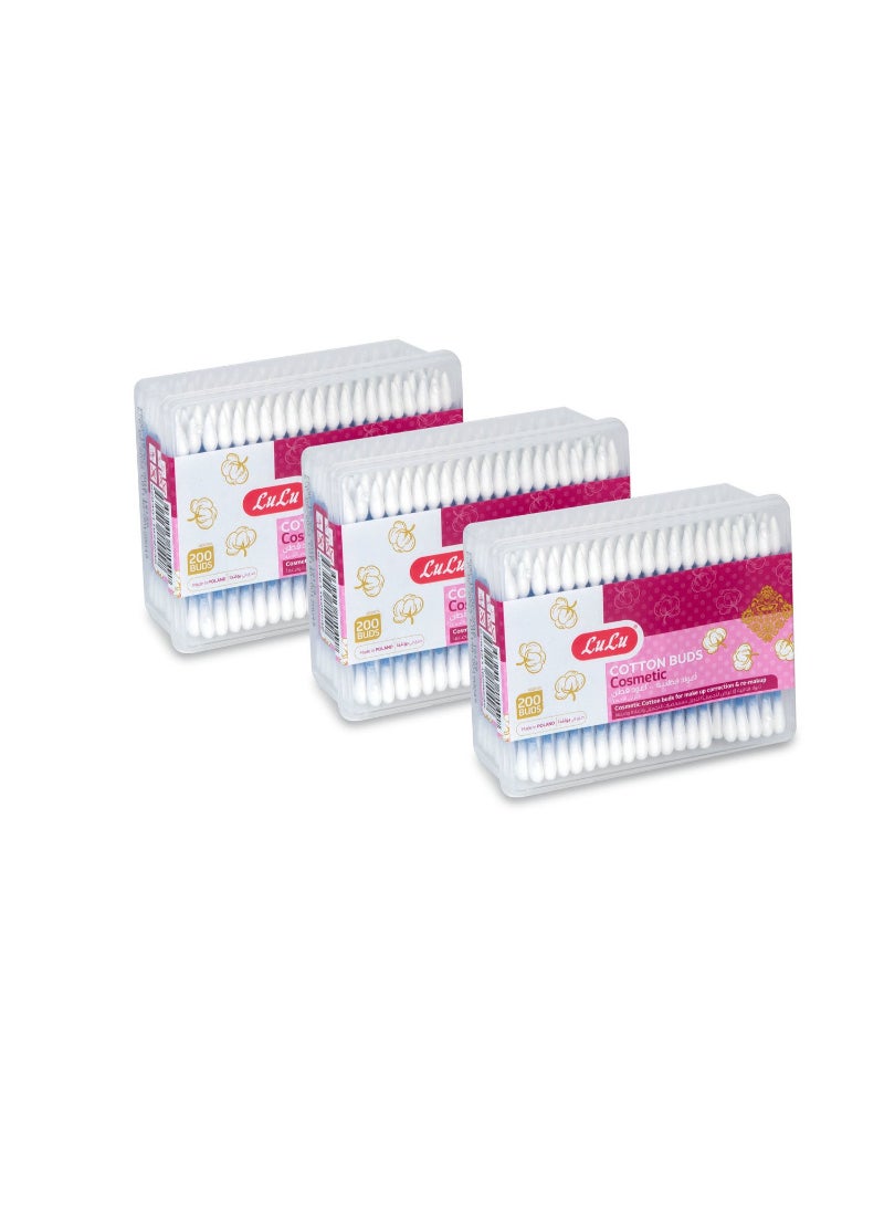 LuLu Cosmetic Cotton Buds 3 x 200pcs