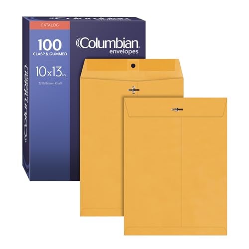 Columbian 10" x 13" Clasp Envelopes with Clasp Closure and Gummed Seal, 32 lb Kraft Paper, 100 per Box (COLO797) - Image 1