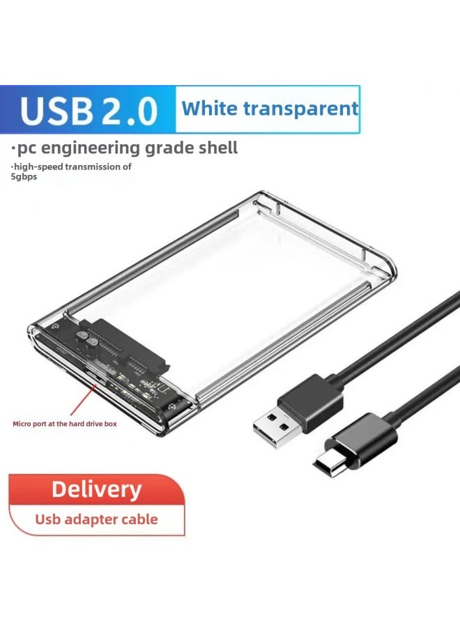 Generic - Transparent Mobile Hard Disk Box 2.5 Inch SATA Serial Port Solid State SSD Mechanical USB2.0 Push-pull Slide Cover Self-produced-Color:Transparent 3.0 Hard Drive Box - Image 1