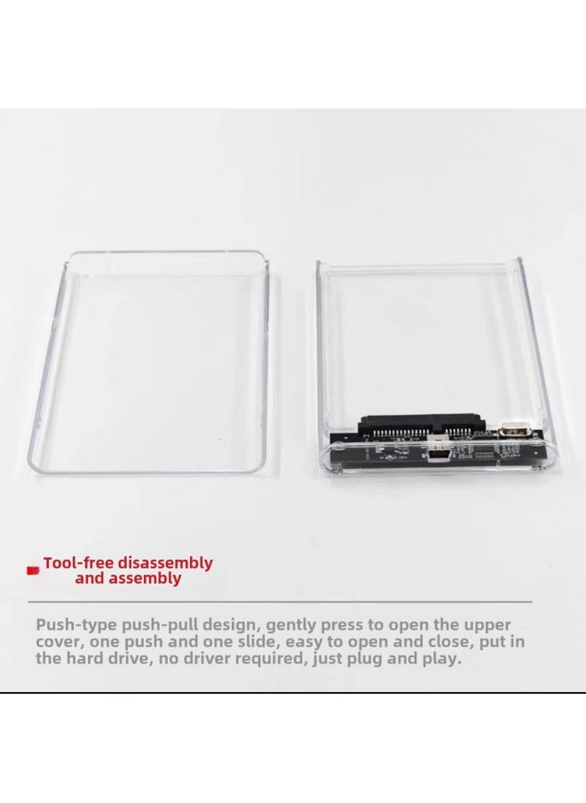 Generic - Transparent Mobile Hard Disk Box 2.5 Inch SATA Serial Port Solid State SSD Mechanical USB2.0 Push-pull Slide Cover Self-produced-Color:Transparent 3.0 Hard Drive Box - Image 1