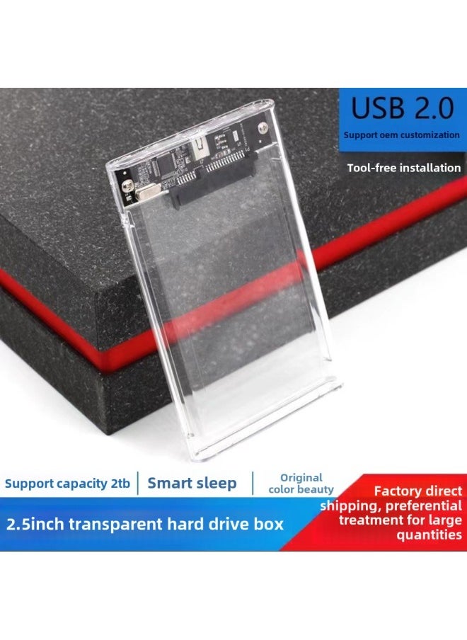 Generic - Transparent Mobile Hard Disk Box 2.5 Inch SATA Serial Port Solid State SSD Mechanical USB2.0 Push-pull Slide Cover Self-produced-Color:Transparent 3.0 Hard Drive Box - Image 1