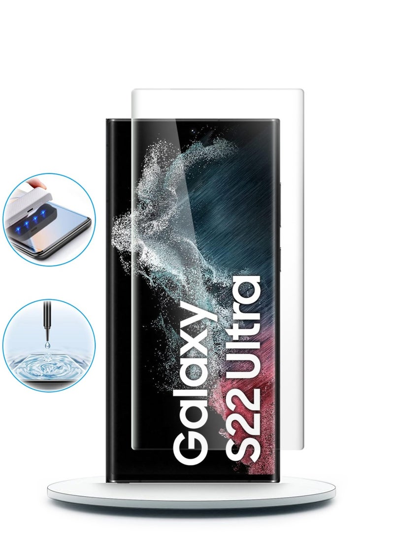 Techie - UV Liquid Glue Full Curved Coverage Tempered Glass Screen Protector For Samsung Galaxy S22 Ultra- One Minute Quick Paste - Image 1