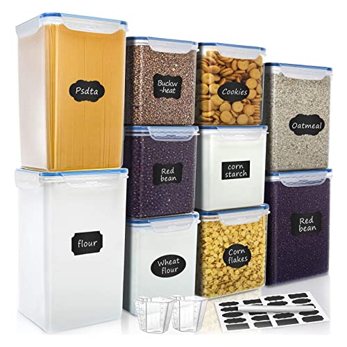 VERONES Large Tall Airtight Food Storage Containers, 10 PACK Plastic Airtight Kitchen & Pantry Organization, Ideal for Flour & Sugar Plastic Canisters with Labels - Image 1