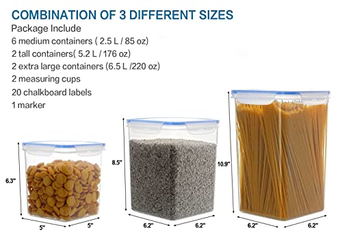 VERONES Large Tall Airtight Food Storage Containers, 10 PACK Plastic Airtight Kitchen & Pantry Organization, Ideal for Flour & Sugar Plastic Canisters with Labels - Image 2