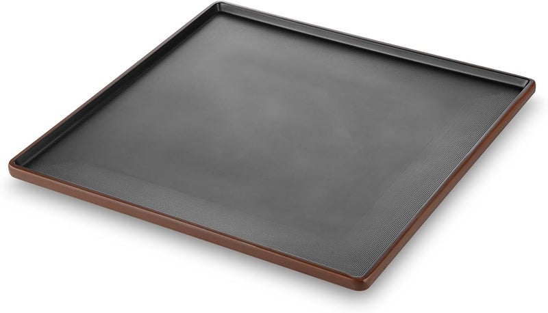 Harmony Melamine Square Plate - 35x35 cm, Black Inside, Coffee Color Outside