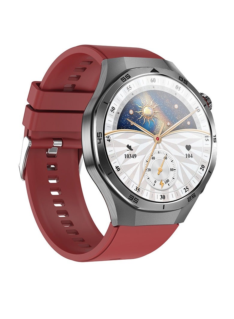 ET456 Smart Watch, 1.56 Inch Amoled Screen Health Care Tracker Smart Wrist Watch, IP68 Waterproof Full Touch Screen Smart Fitness Watch For Men And Women, (1pc, Red, Silicone Strap) - Image 1