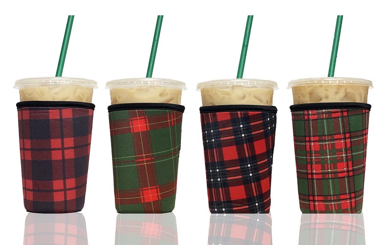 BAXENDALE AND CO Baxendale Iced Coffee Sleeves for Cold Drink Cups - 4 Pack Reusable Neoprene Iced Beverage Cup Sleeve for Hot & Cold Drinks, Compatible with Starbucks Dunkin and more - Image 1