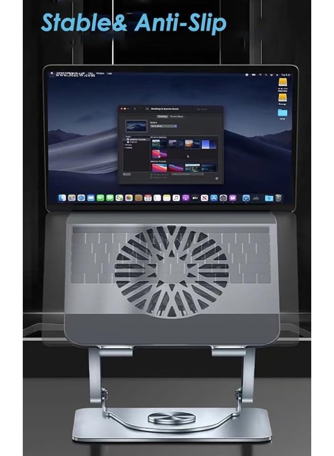 Laptop stand with RGB cooling fan – practical and 360-degree rotating – suitable for everyday use on a desk - Image 4