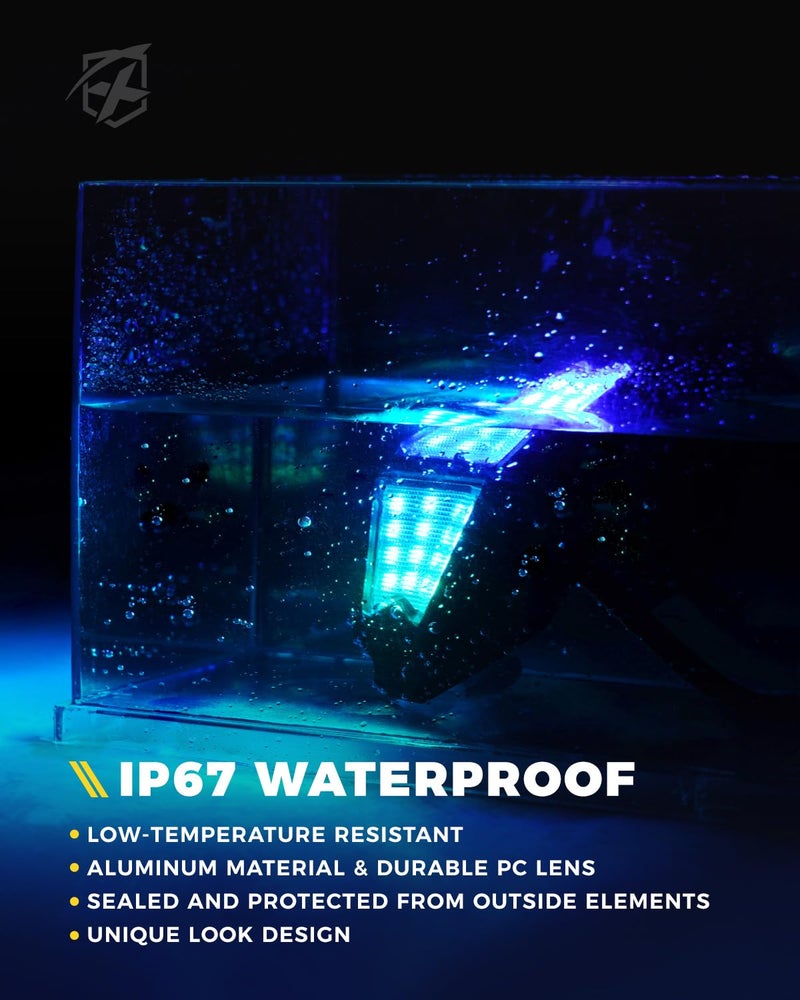 Xprite أضواء صخور RGB LED من Xprite 10 بود، زاوية واسعة 220° مع تحكم عن بُعد عبر التطبيق/ RF، تأثير مطارد، مزامنة موسيقية وإشارة فرامل متوافقة مع الشاحنة، جيب، UTV، ATV - Image 5