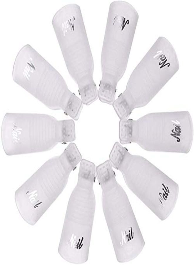 HiMo 10Pc Plastic Acrylic Nail Art Soak Off Cap Clip Uv Gel Polish Remover Wrap Tool (White)  - Image 3